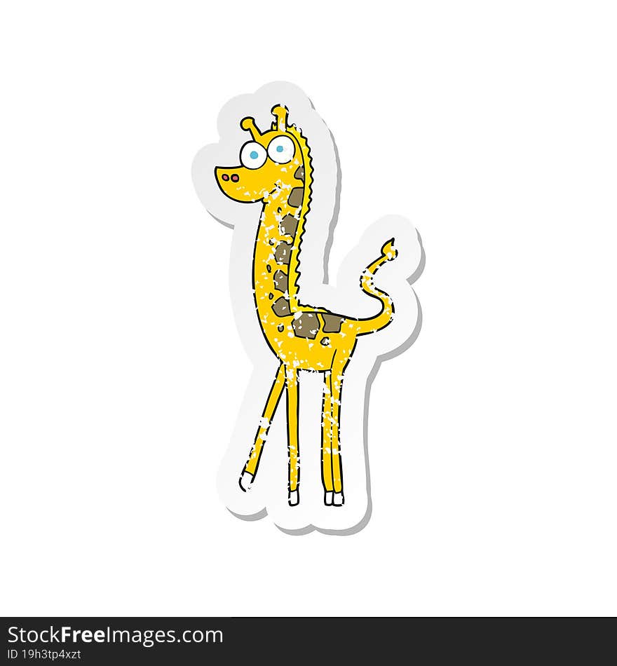 retro distressed sticker of a cartoon giraffe