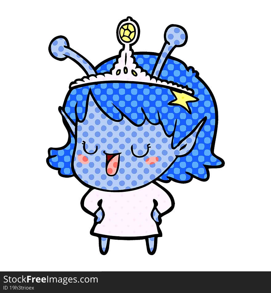 happy alien princess cartoon. happy alien princess cartoon