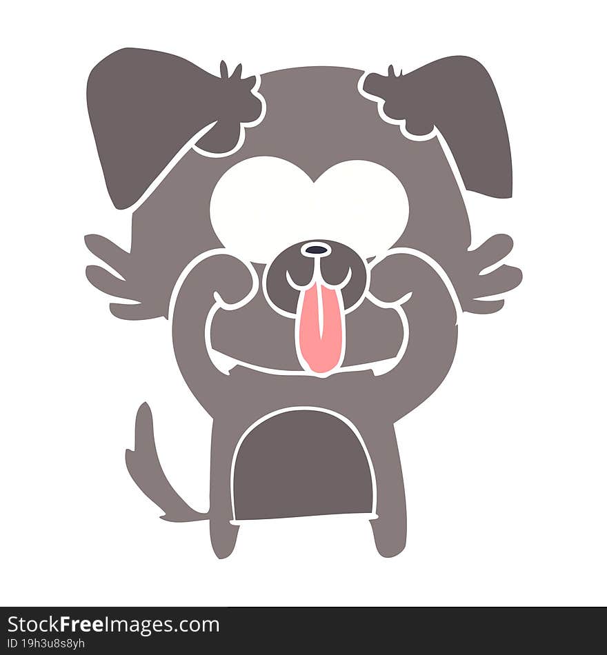 flat color style cartoon dog with tongue sticking out