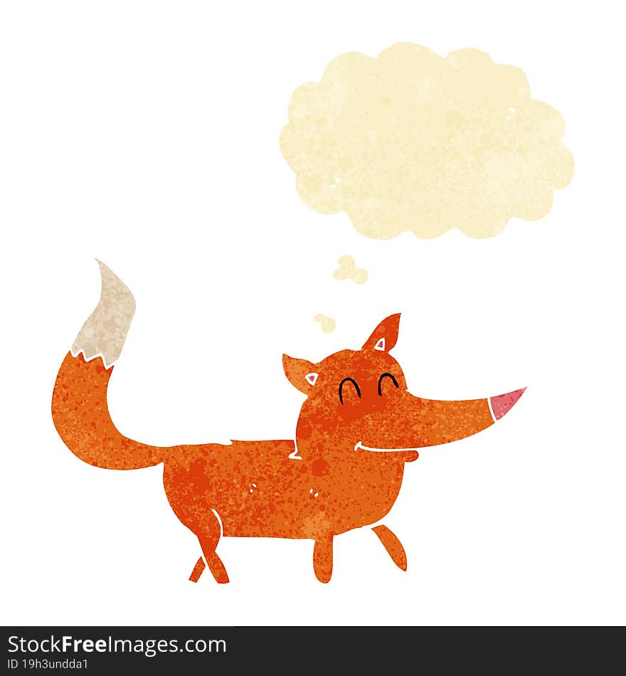 cartoon little fox with thought bubble