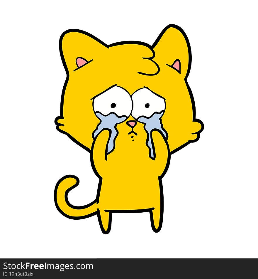 cartoon crying cat. cartoon crying cat