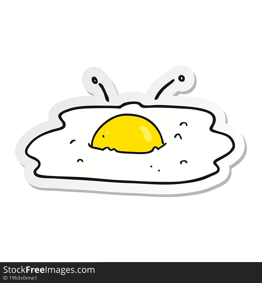 sticker of a cartoon fried egg