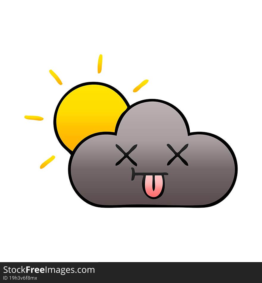 gradient shaded cartoon storm cloud and sun