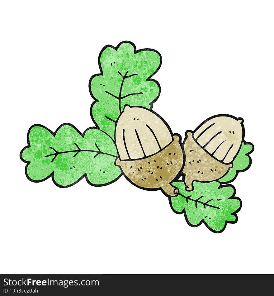 textured cartoon acorns and leaves