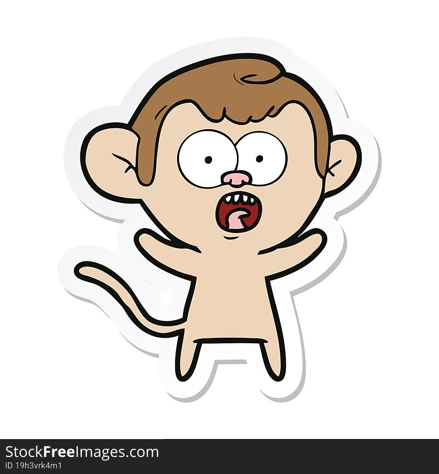 sticker of a cartoon shocked monkey