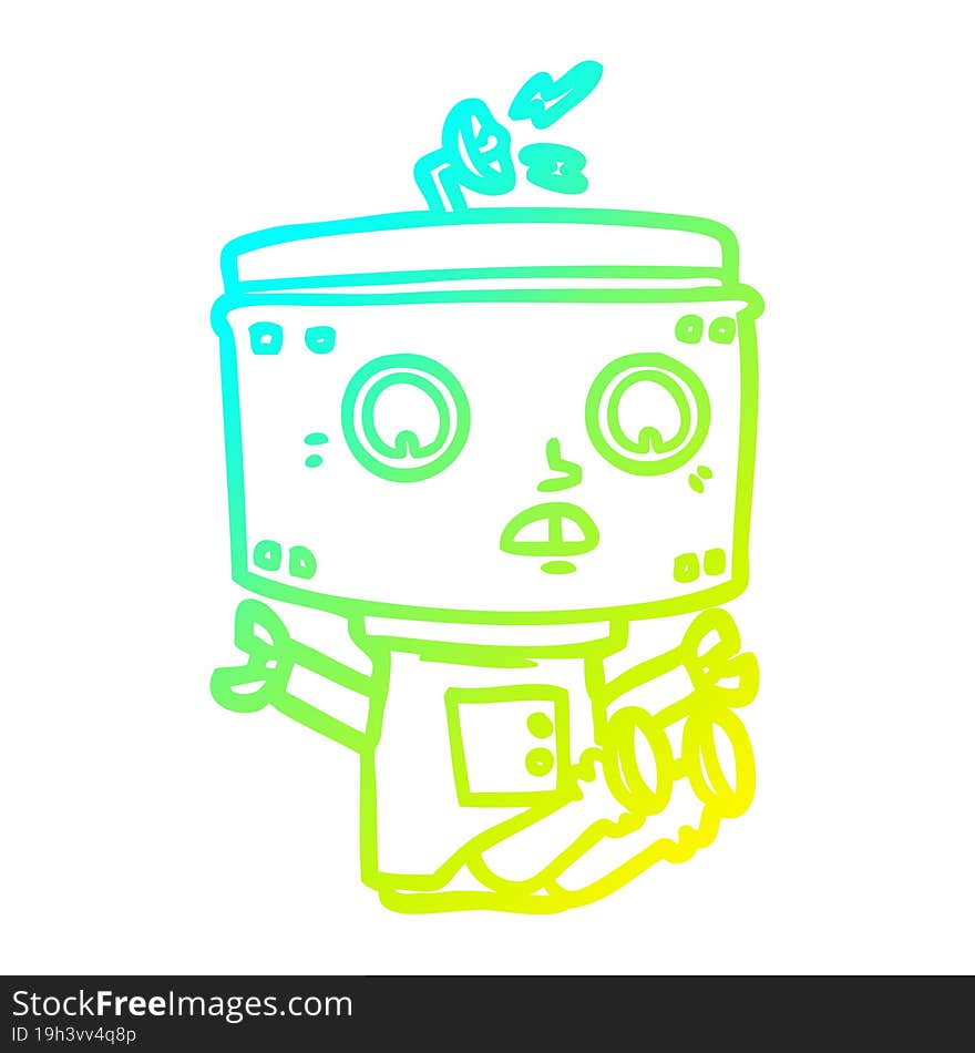 cold gradient line drawing cartoon robot