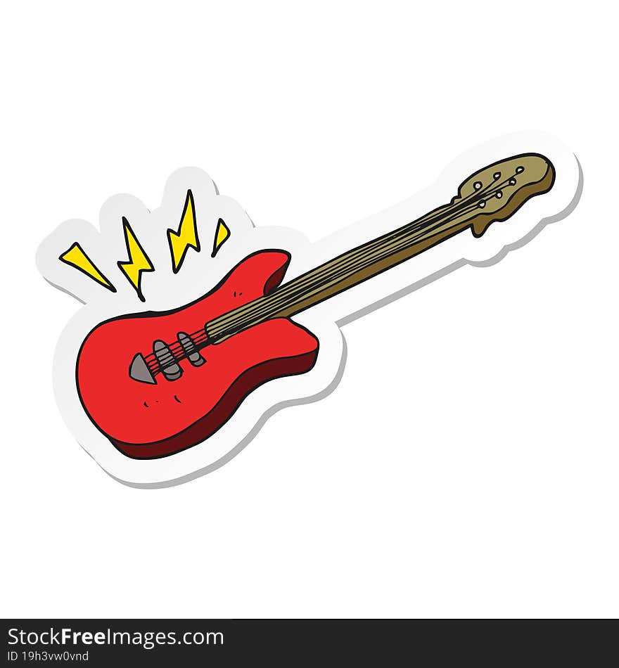 Sticker Of A Cartoon Electric Guitar