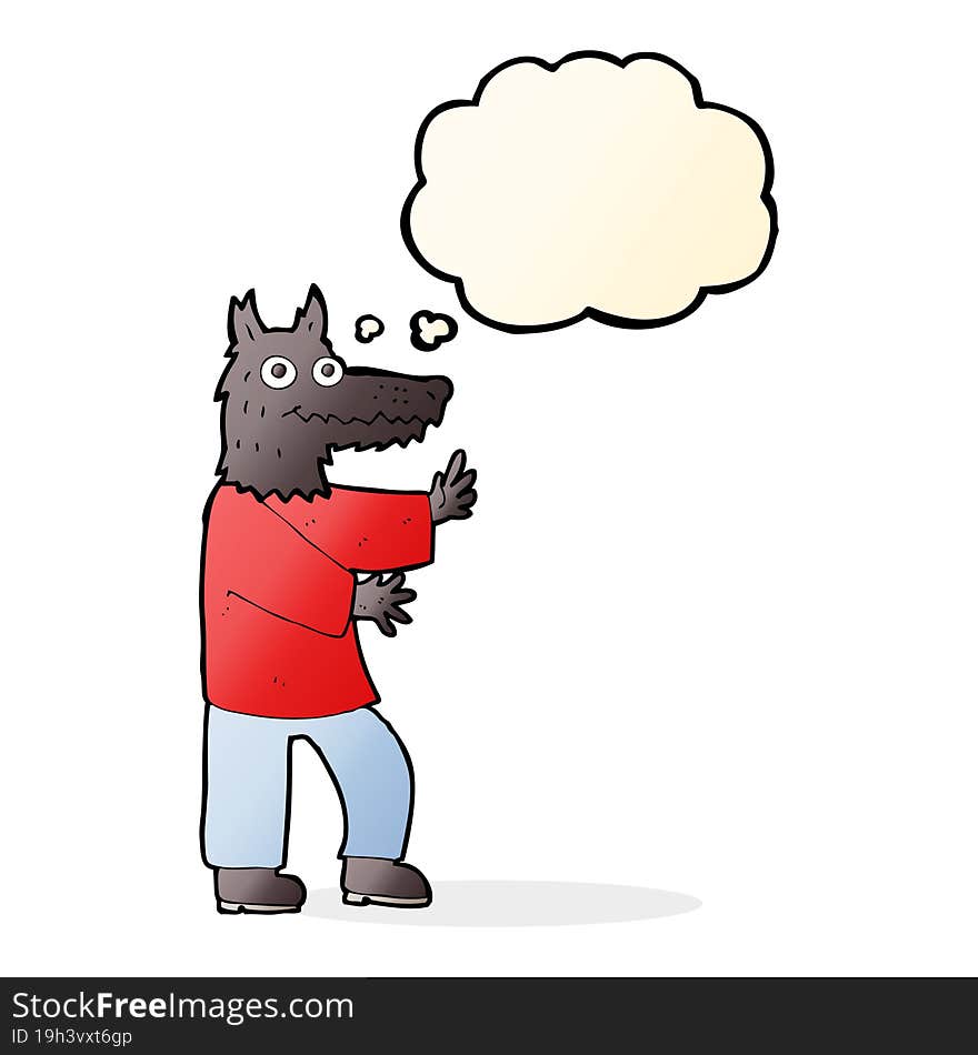 cartoon funny werewolf with thought bubble