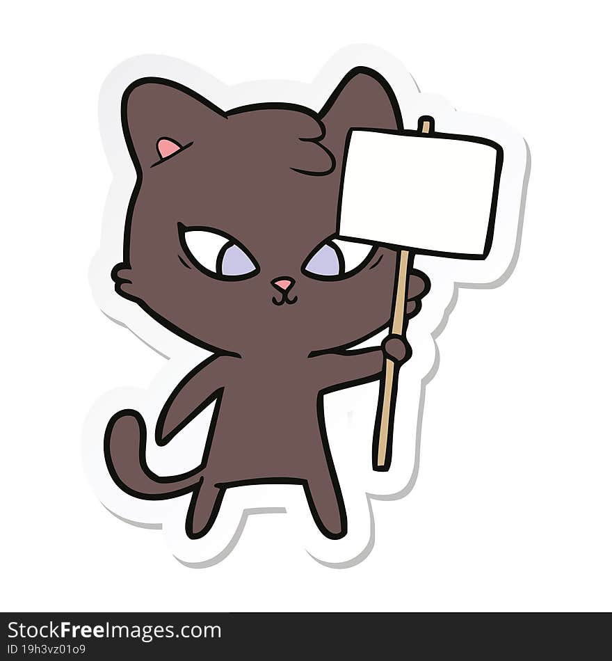 Sticker Of A Cute Cartoon Cat