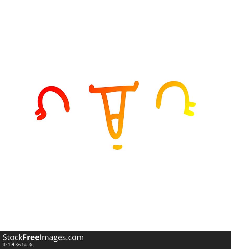 Warm Gradient Line Drawing Happy Cartoon Face