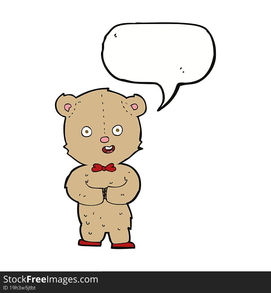 cartoon teddy bear with speech bubble