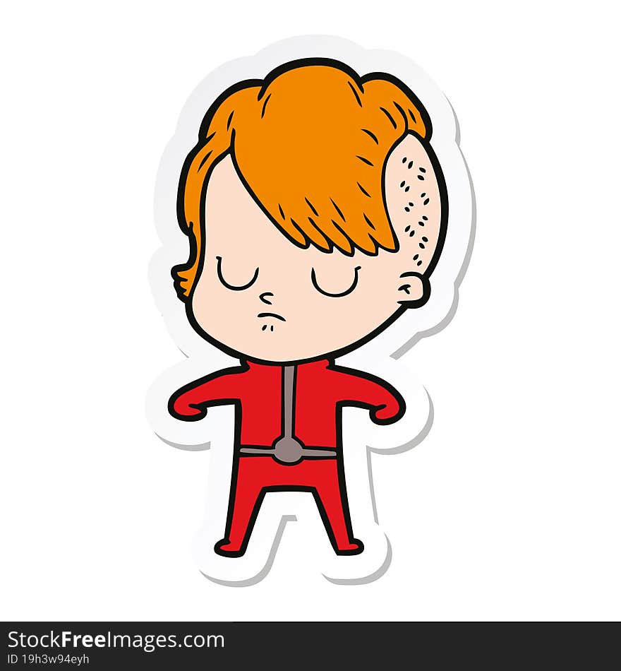 sticker of a cartoon woman