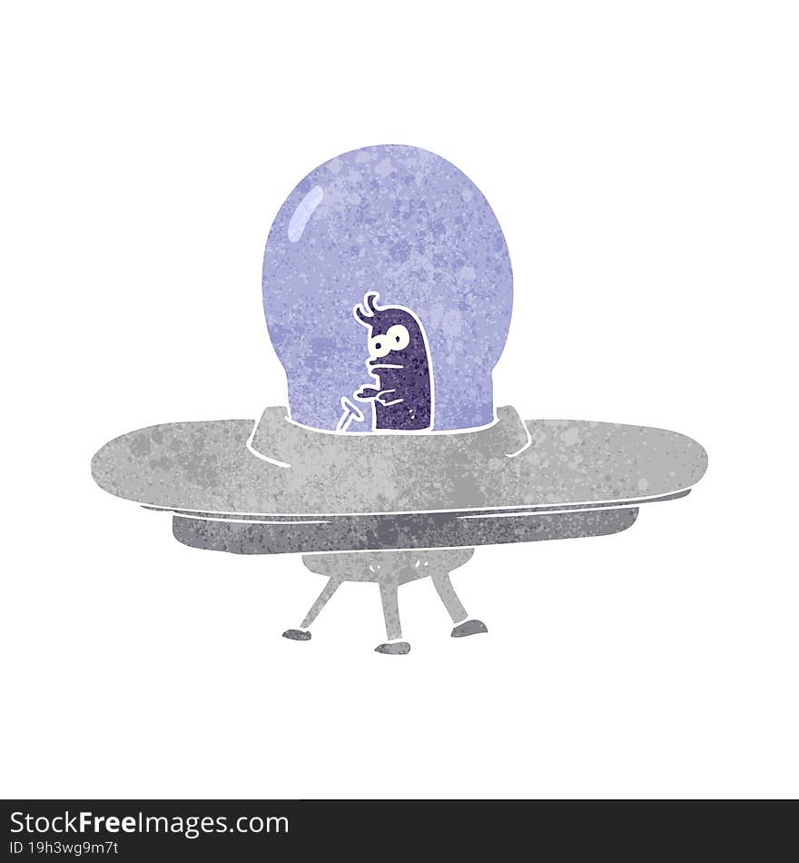 retro cartoon flying saucer