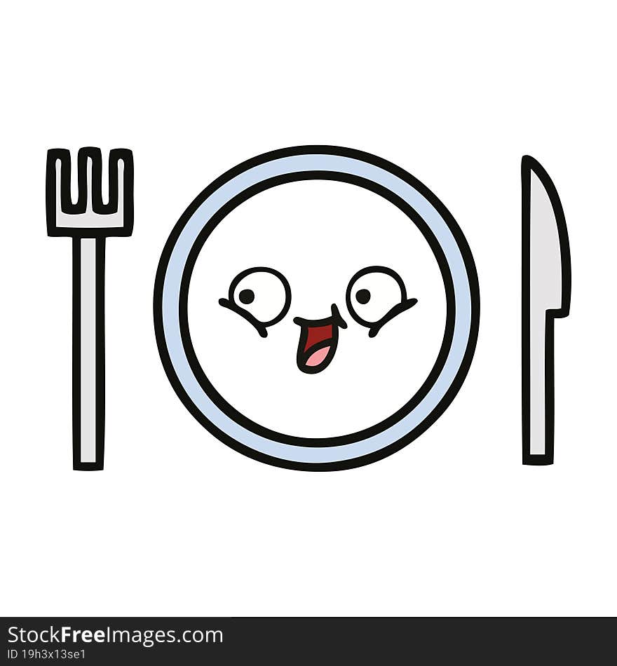 cute cartoon of a dinner plate. cute cartoon of a dinner plate