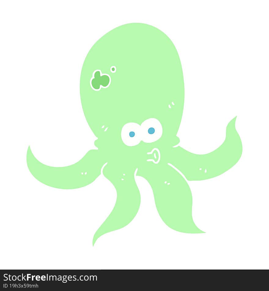 flat color illustration of a cartoon octopus