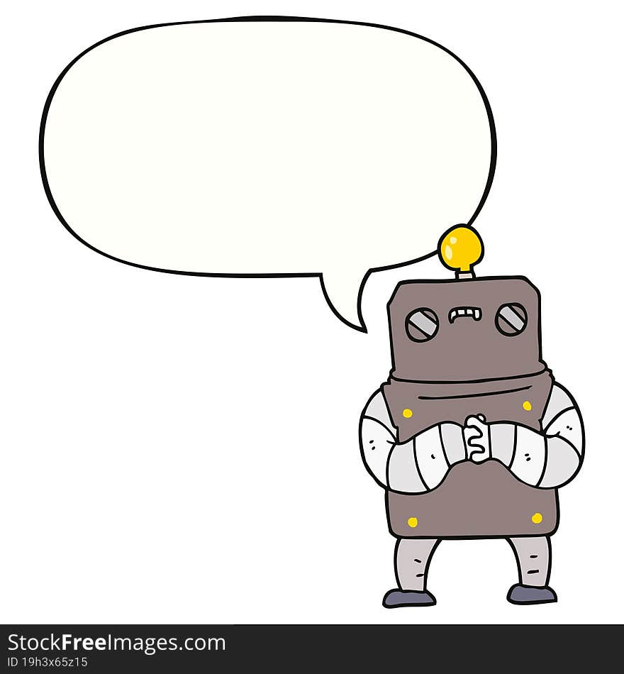 cartoon robot and speech bubble