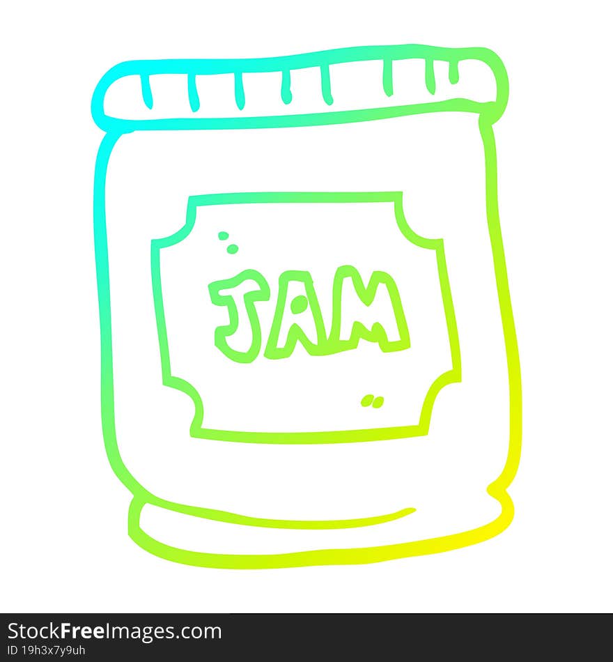 cold gradient line drawing of a cartoon jam pot