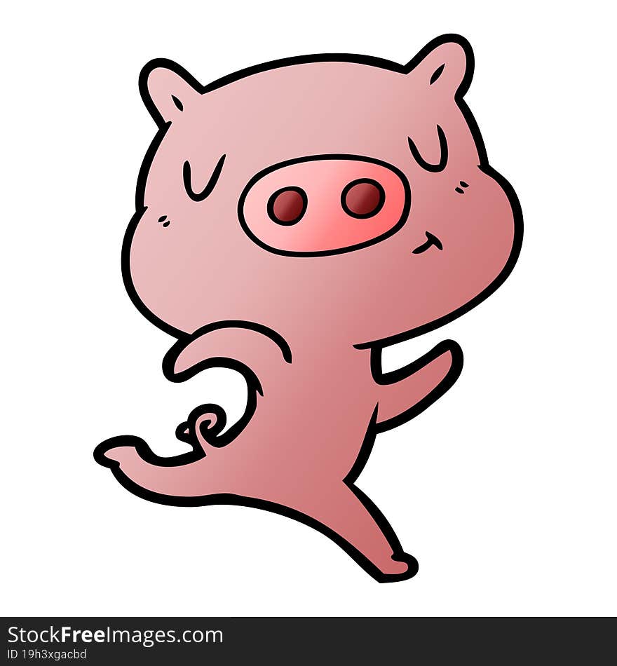 cartoon content pig running. cartoon content pig running