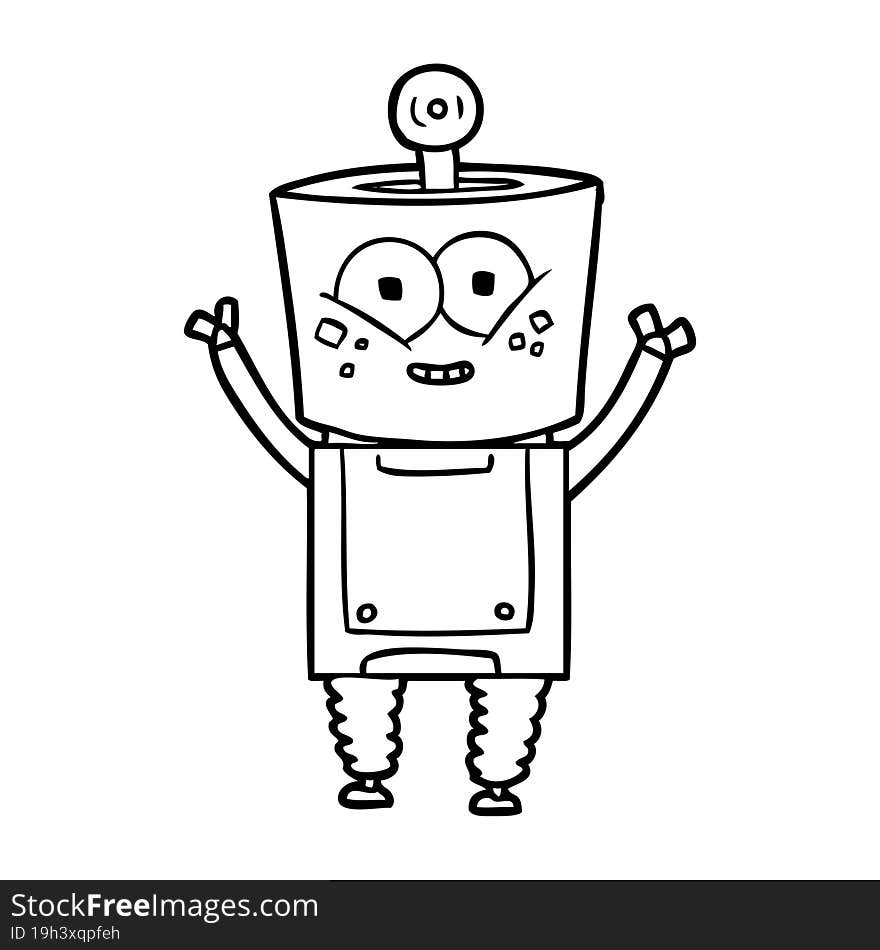 happy cartoon robot waving hello. happy cartoon robot waving hello