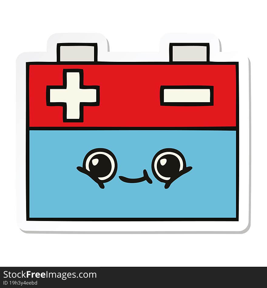 Sticker Of A Cute Cartoon Car Battery