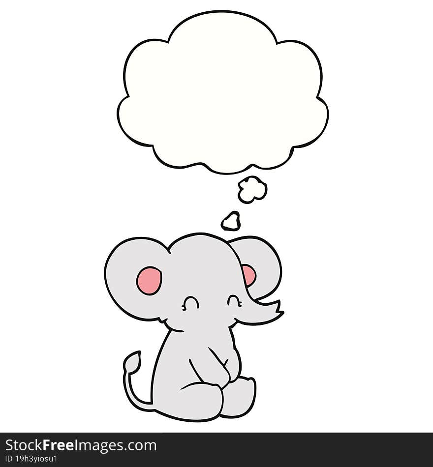 Cute Cartoon Elephant And Thought Bubble