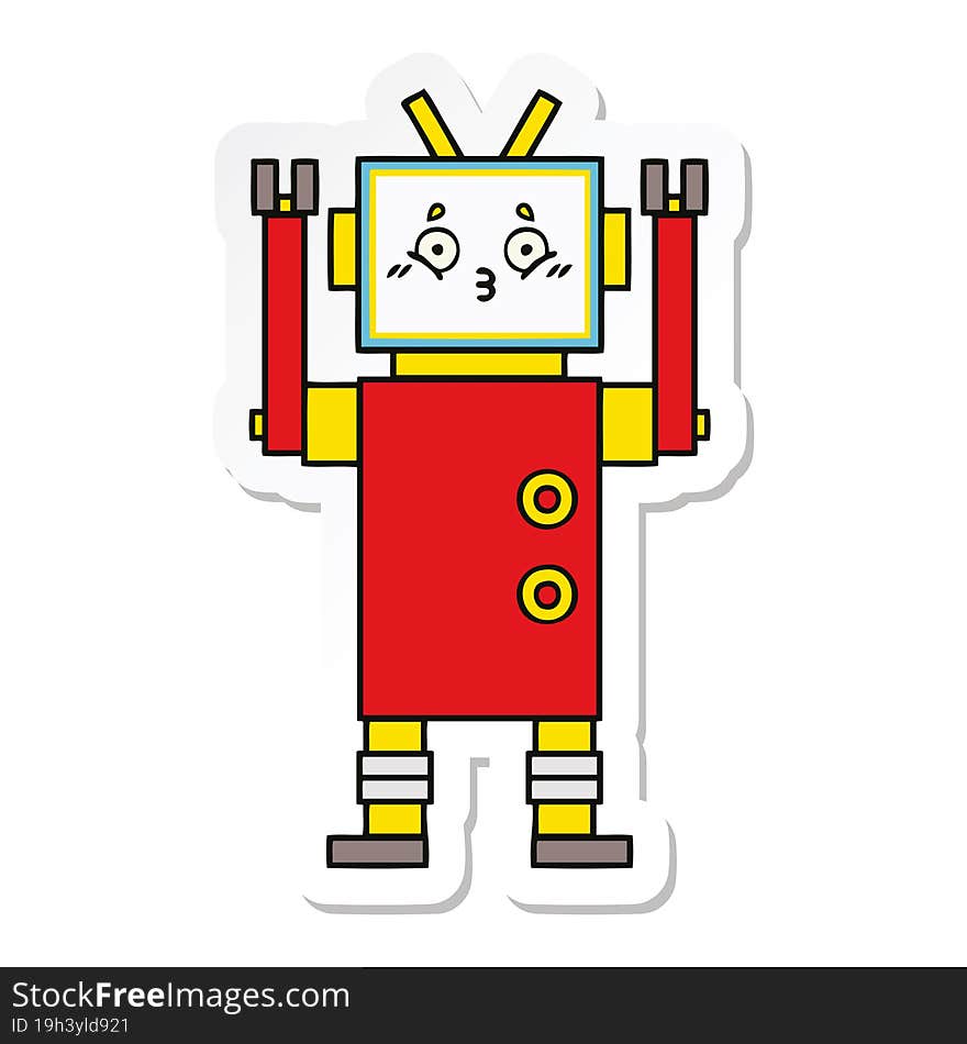 Sticker Of A Cute Cartoon Robot