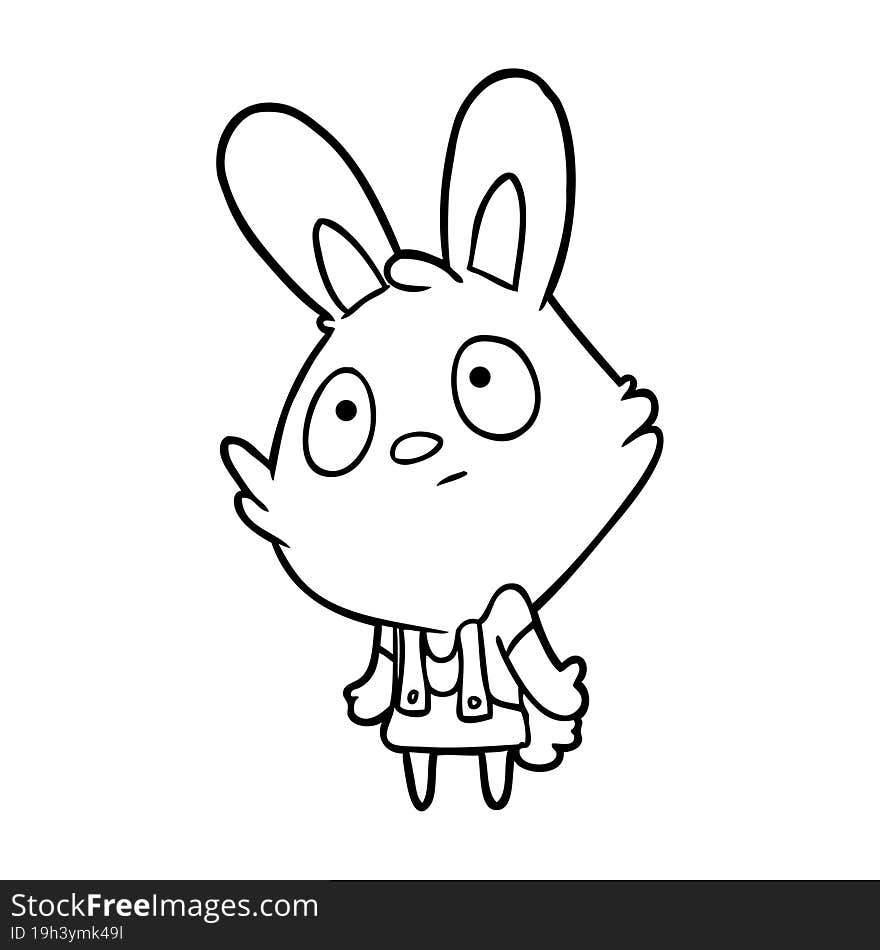 cute line drawing of a rabbit shrugging shoulders. cute line drawing of a rabbit shrugging shoulders