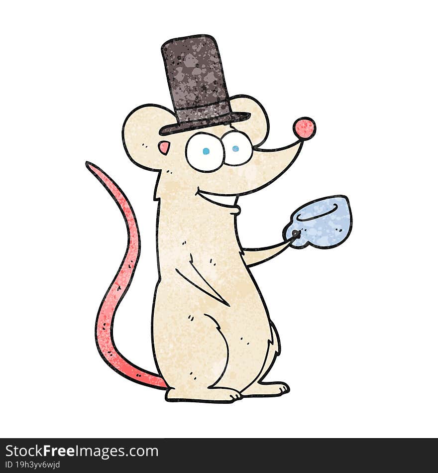 textured cartoon mouse with teacup