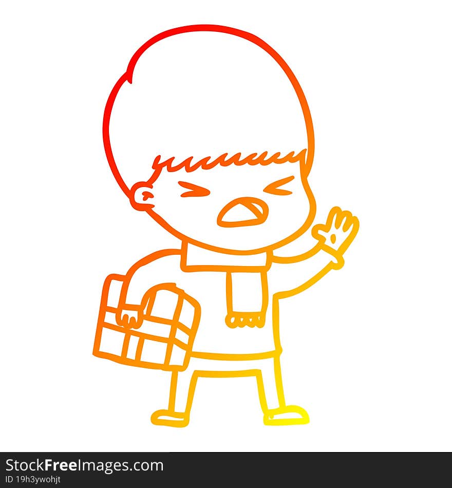 warm gradient line drawing cartoon stressed man