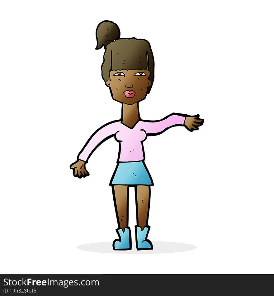 Cartoon Woman Making Dismissive Gesture