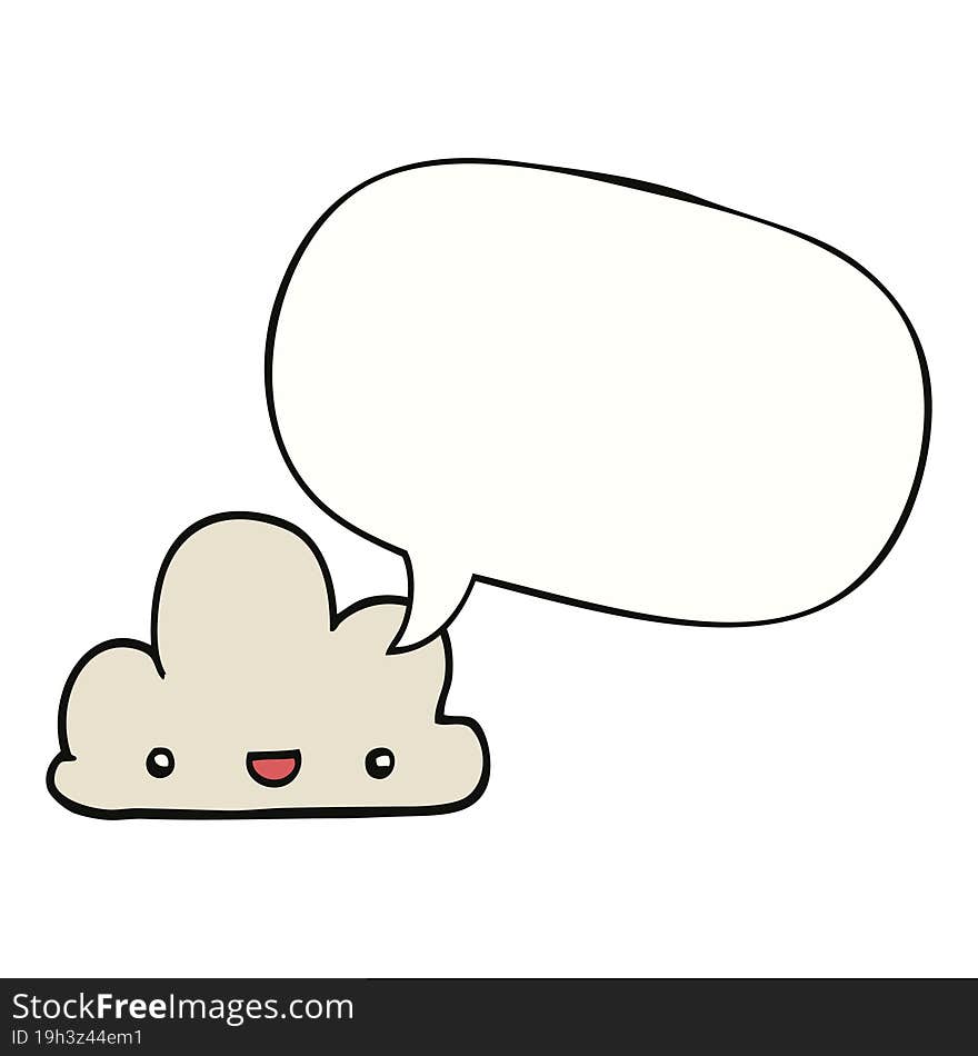 cartoon tiny happy cloud and speech bubble