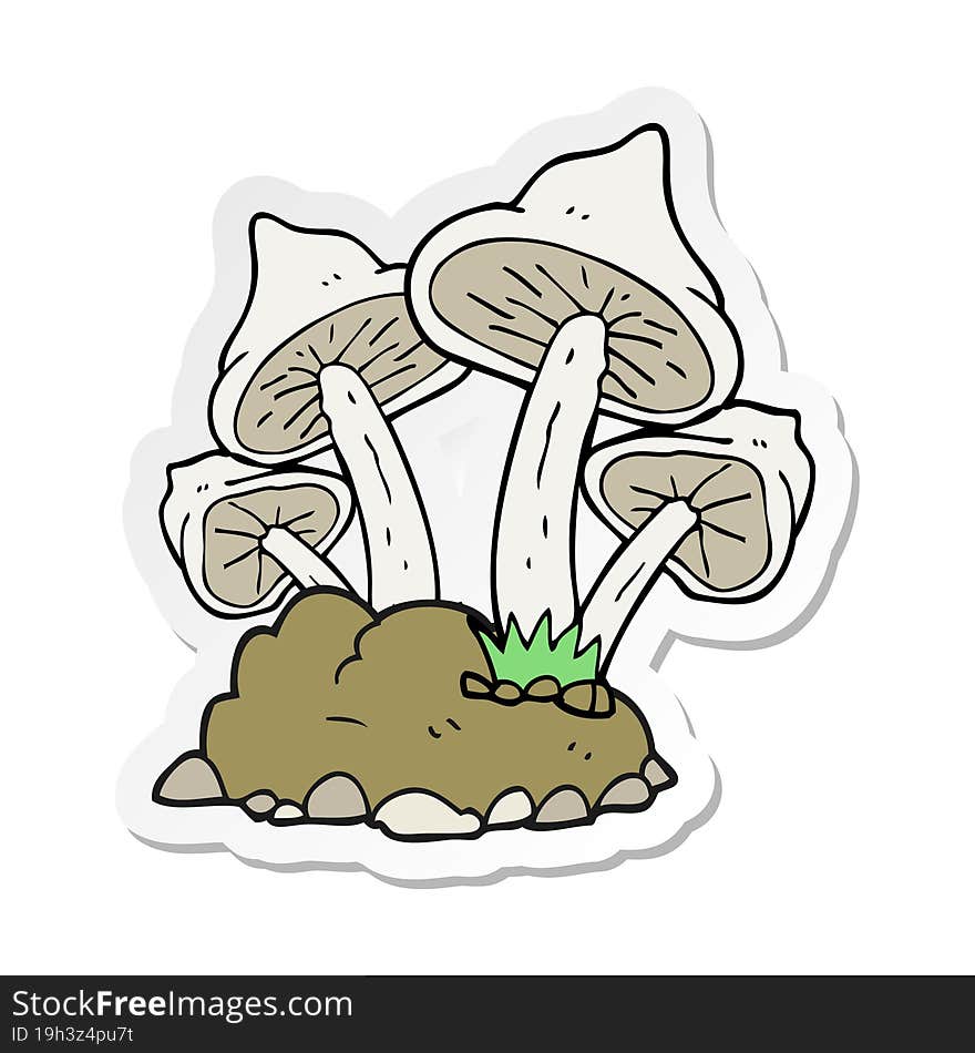 Sticker Of A Cartoon Mushrooms