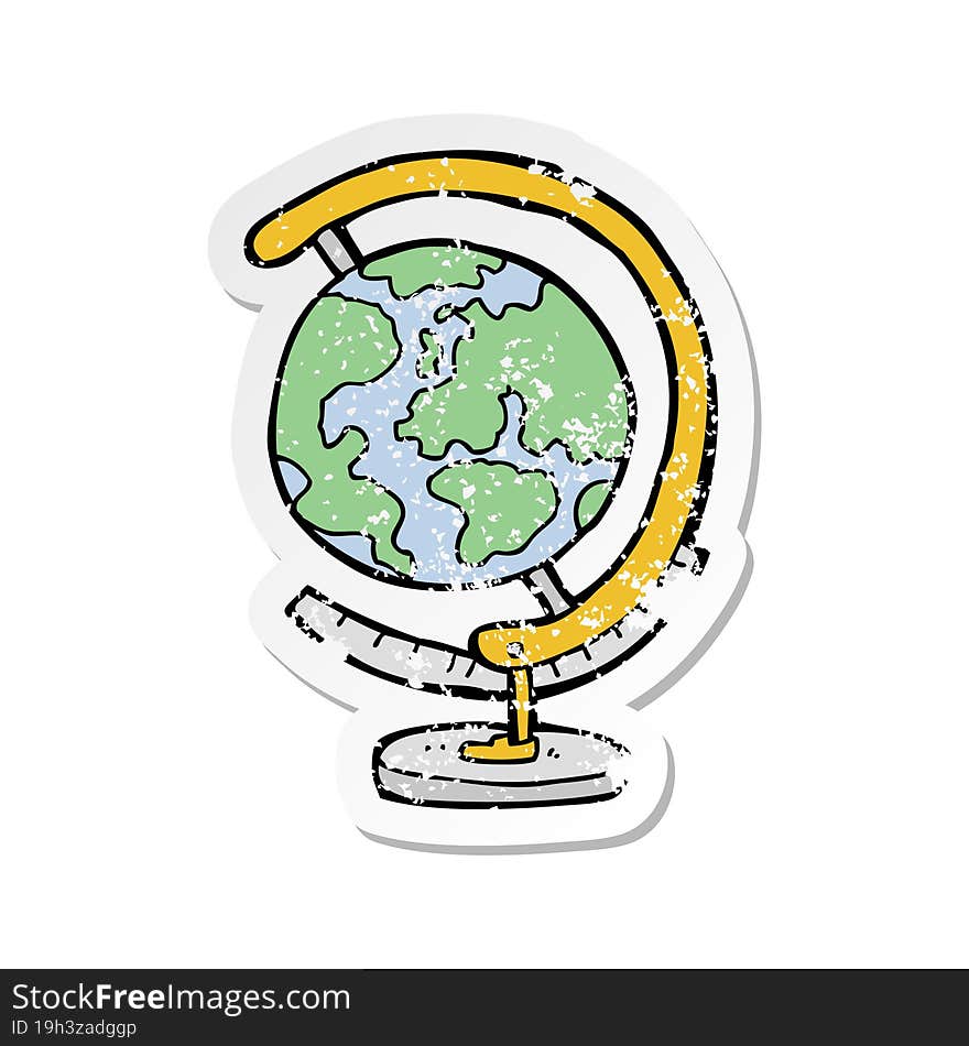 retro distressed sticker of a cartoon globe