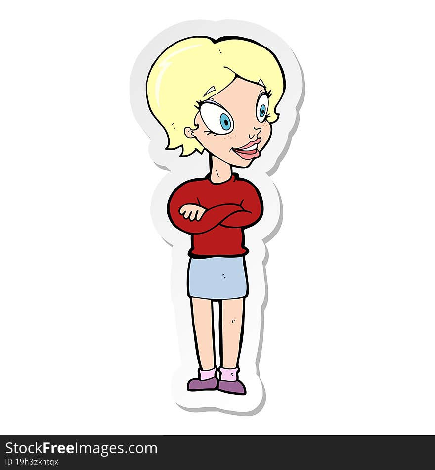 sticker of a cartoon pretty woman