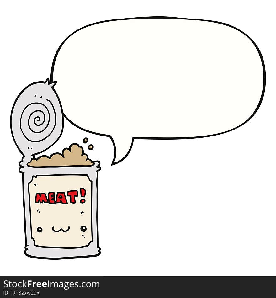 cartoon canned food with speech bubble. cartoon canned food with speech bubble