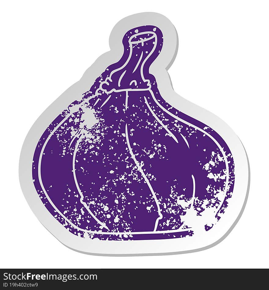 distressed old sticker of a squash