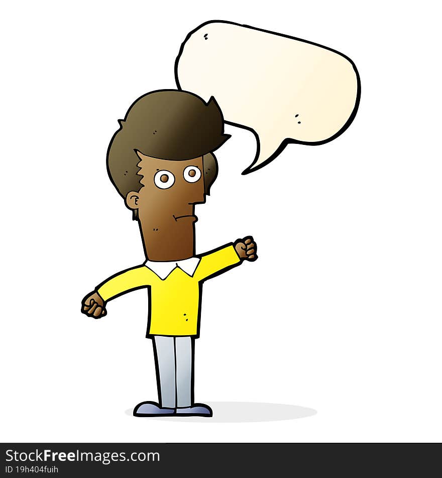 Cartoon Man Punching With Speech Bubble