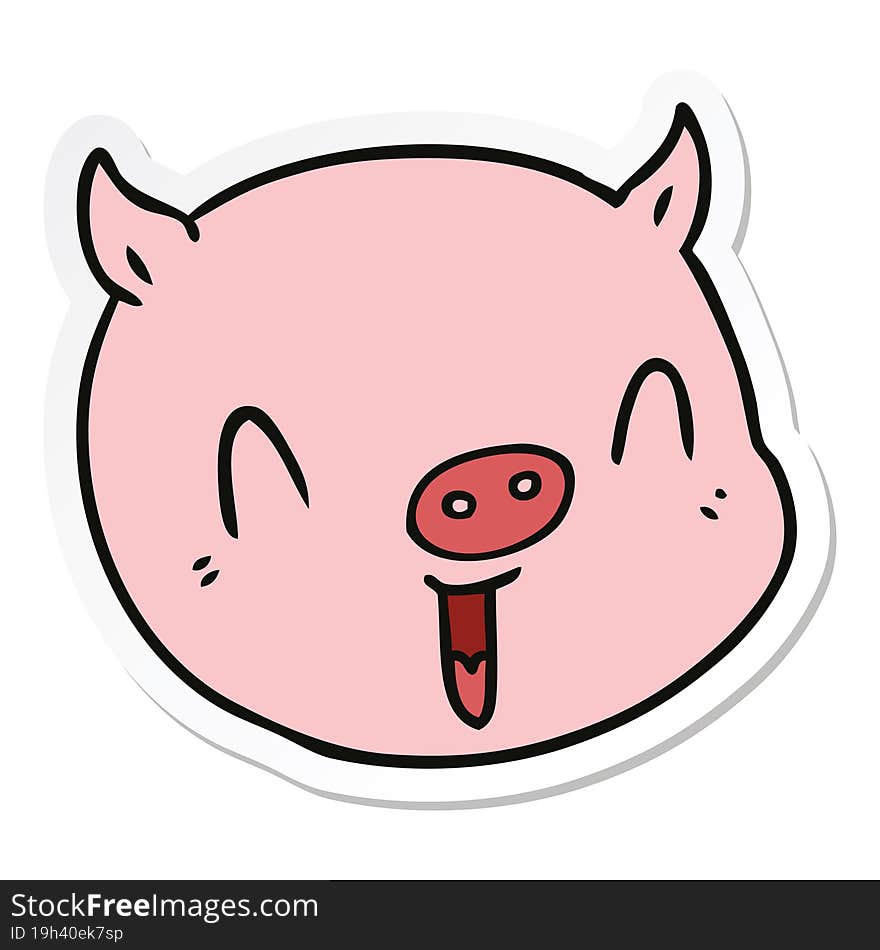 Sticker Of A Cartoon Pig Face