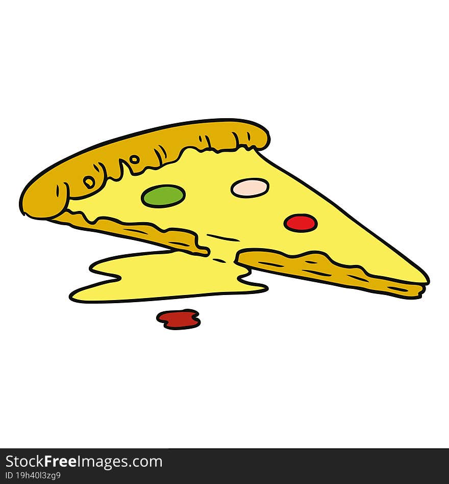 hand drawn cartoon doodle of a slice of pizza