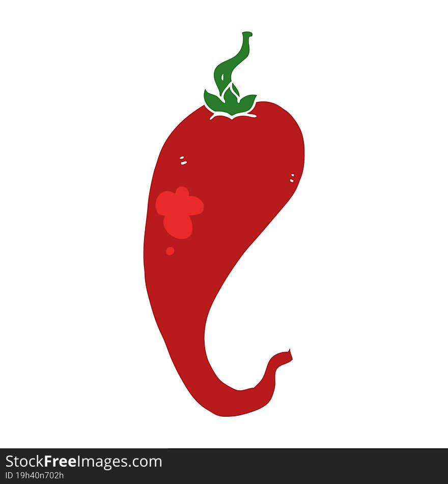 Flat Color Style Cartoon Chili Pepper