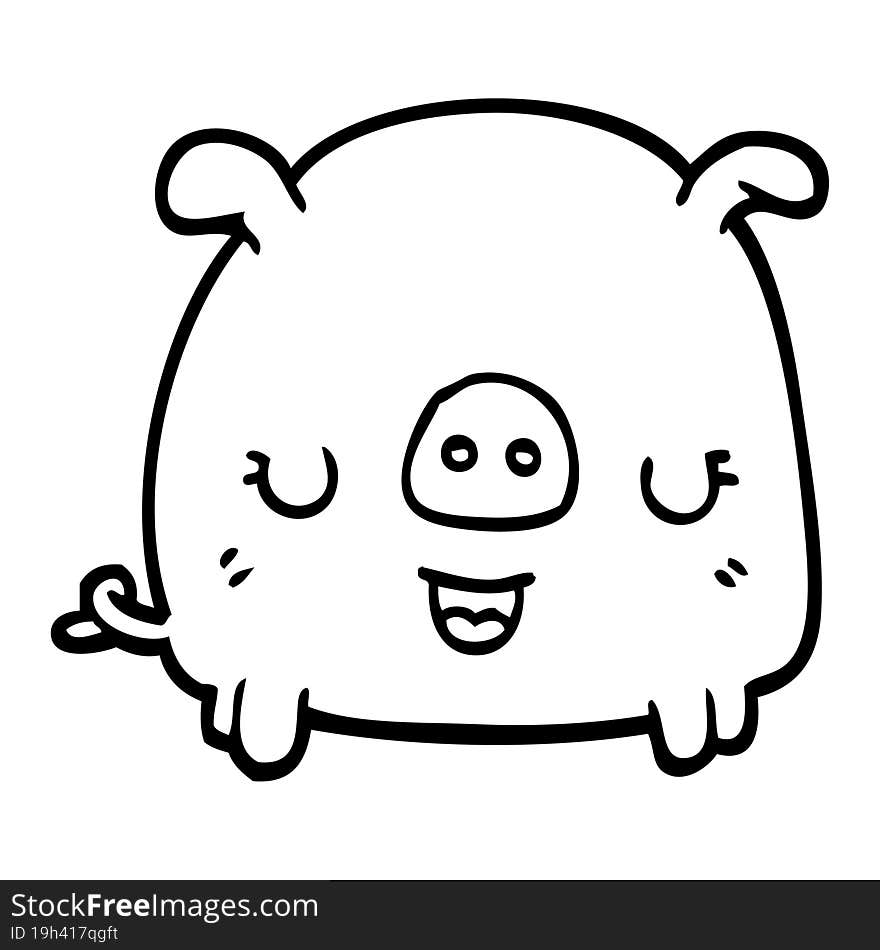 black and white cartoon pig