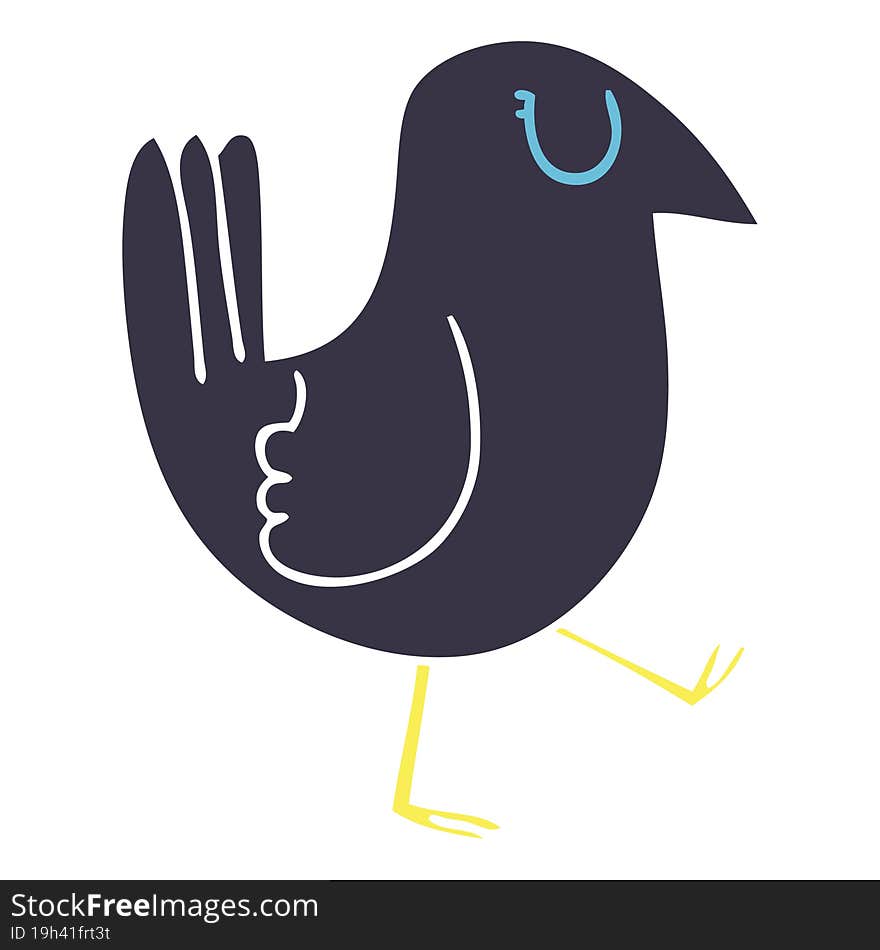 Quirky Hand Drawn Cartoon Crow