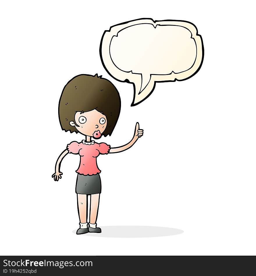 cartoon woman with idea with speech bubble