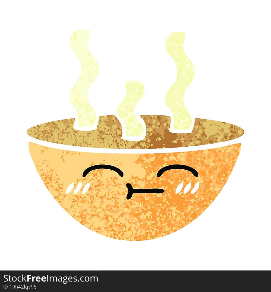 Retro Illustration Style Cartoon Bowl Of Hot Soup