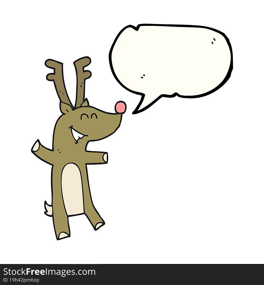 freehand drawn speech bubble cartoon reindeer