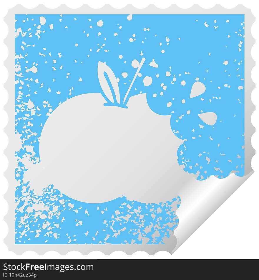 distressed square peeling sticker symbol juicy apple