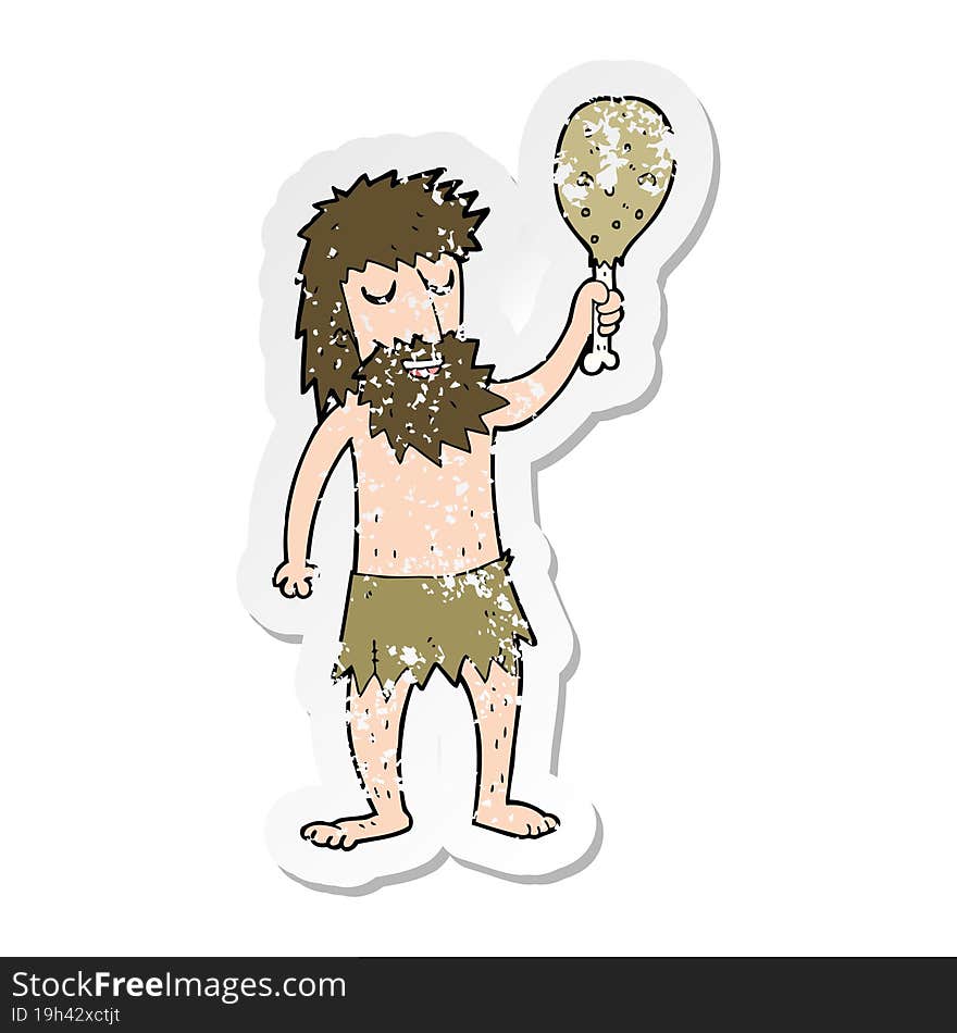 retro distressed sticker of a cartoon cave man