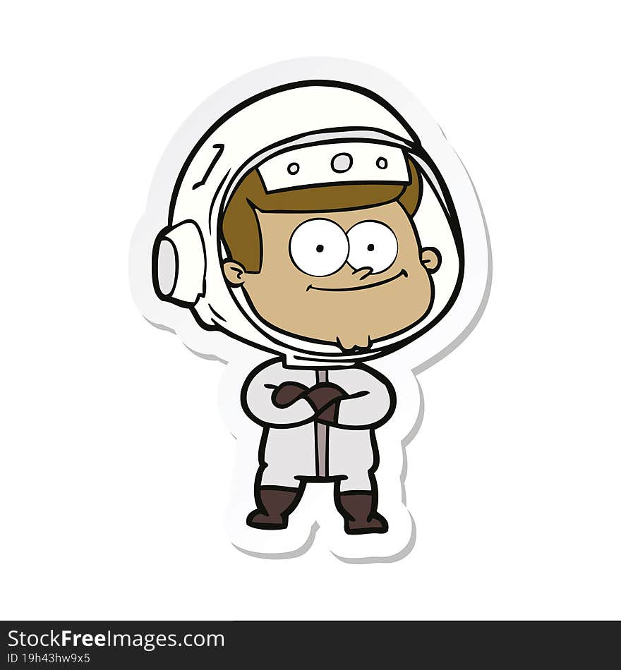 sticker of a happy astronaut cartoon