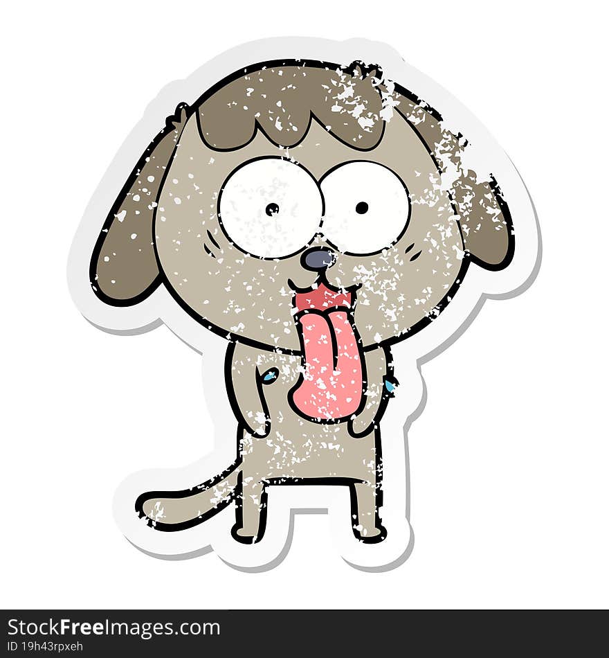 distressed sticker of a cute cartoon dog