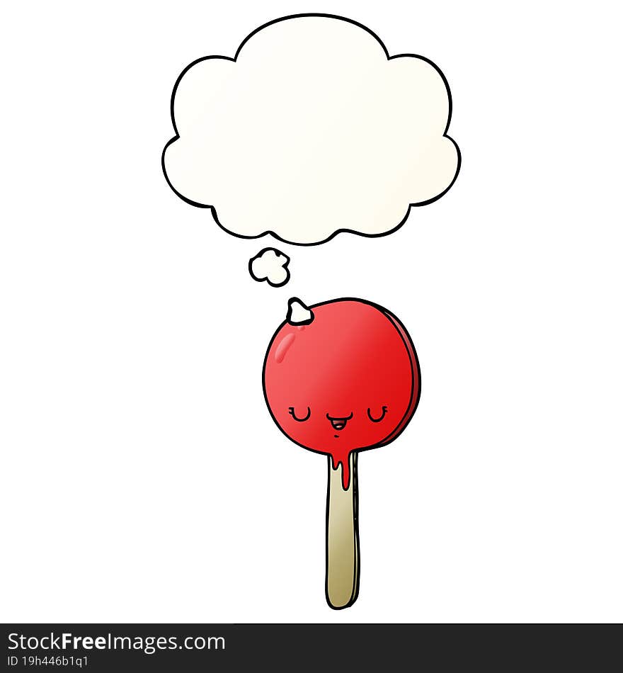 cartoon candy lollipop and thought bubble in smooth gradient style